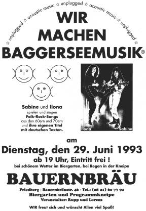 Wir machen Baggerseemusik - Das Forum für akustische Musik - unplugged in Augsburg und Umgebung 1990 bis 1994